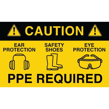 5S SUPPLIES PPE Required Beyond this Point - Floor Sign 30in x 18in PPE REQUIRED-FLOOR SIGN